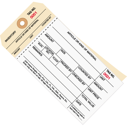 6 <span class='fraction'>1/4</span> x 3 <span class='fraction'>1/8</span>" - (1500-1999) Inventory Tags  2 Part Carbonless Stub Style #8