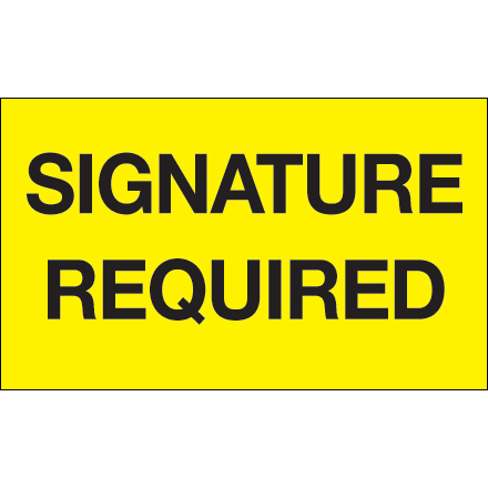 3 x 5" - "Signature Required" (Fluorescent Yellow) Labels