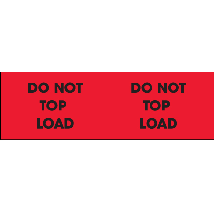 3 x 10" - "Do Not Top Load" (Fluorescent Red) Labels