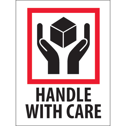 3 x 4" - "Handle With Care" Labels