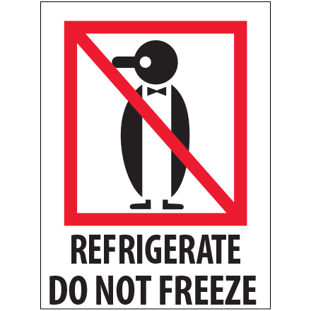 3 x 4" - "Refrigerate - Do Not Freeze" Labels