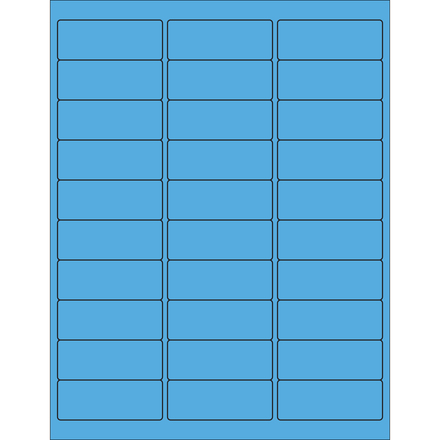 2 <span class='fraction'>5/8</span> x 1" Fluorescent Blue Rectangle Laser Labels