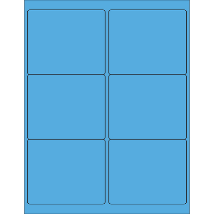 4 x 3 <span class='fraction'>1/3</span>" Fluorescent Blue Rectangle Laser Labels