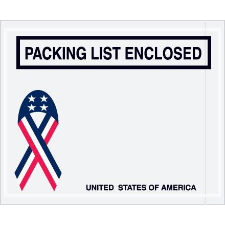 4 <span class='fraction'>1/2</span> x 5 <span class='fraction'>1/2</span>" U.S.A. Ribbon "Packing List Enclosed" Envelopes